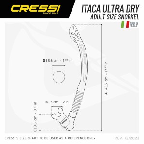 Fajka nurkowa Cressi Itaca Ultra Dry – sucha rurka | Shop4Divers